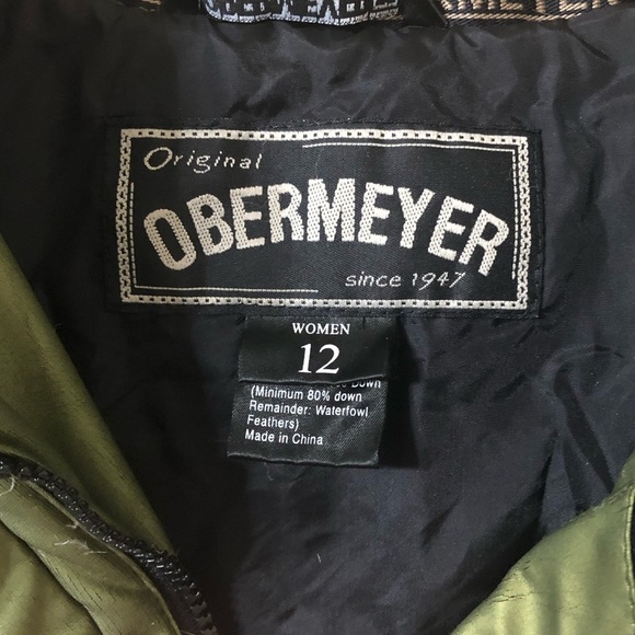 Obermeyer Womens Olive Puffer Goose Down Hooded Ski Jacket - Size 12 - Picture 2 of 15